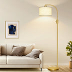 Modern Arc Dimmable Tall Standing Floor Lamp with Linen Shade, 1200 Lumens LED Bulb Included