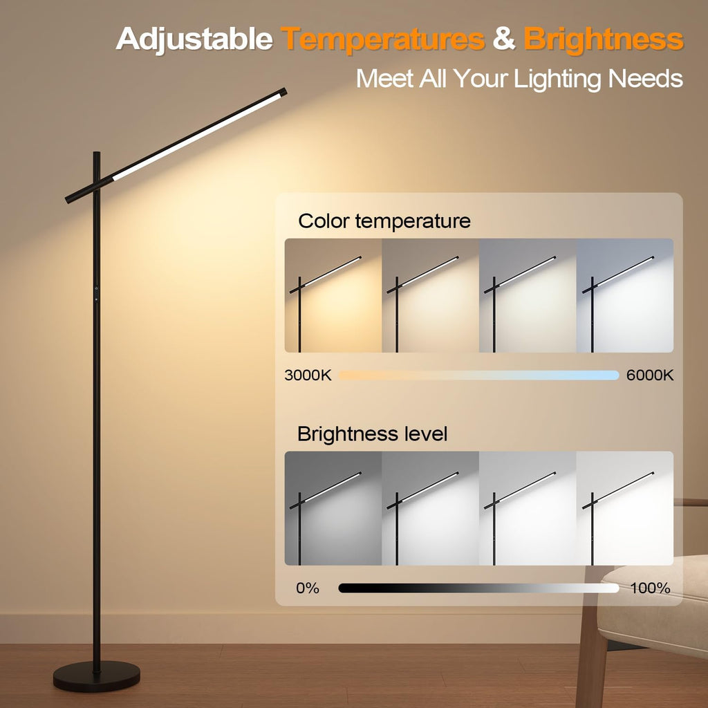 LED Corner Floor Lamp, 360°Rotating Head, Super Bright 1800LM Dimmable Minimalist Floor Lamps with Remote Control,3000K-6000K Modern Corner Light,67" Tall Standing Lamp