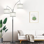 Dimmable 3 Lights Floor Lamp - 3000LM Super Bright Arc Floor Lamps for Living Room, Modern Tall Standing Lamp With Beige Shades, Mid Century Tree Floor Lamp