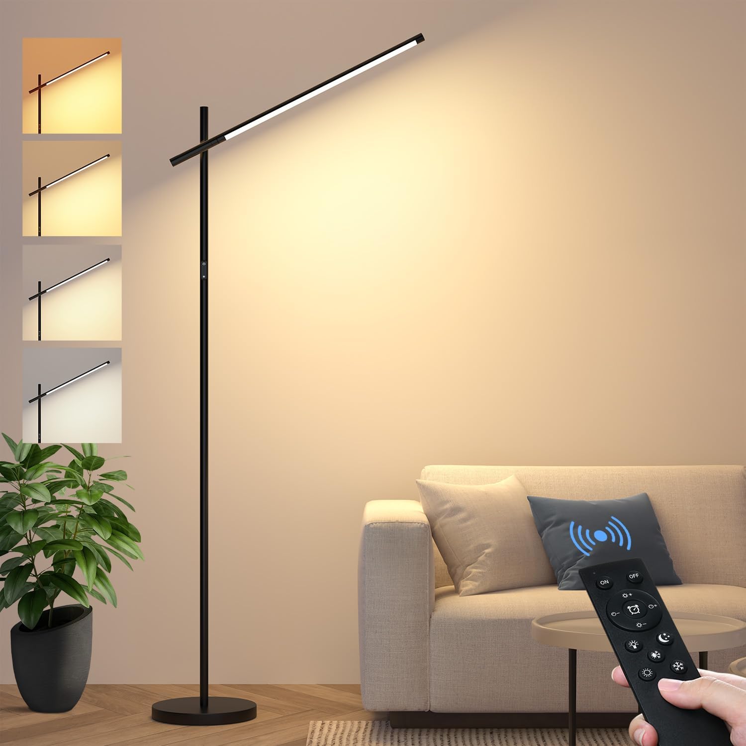 LED Corner Floor Lamp, 360°Rotating Head, Super Bright 1800LM Dimmable Minimalist Floor Lamps with Remote Control,3000K-6000K Modern Corner Light,67" Tall Standing Lamp
