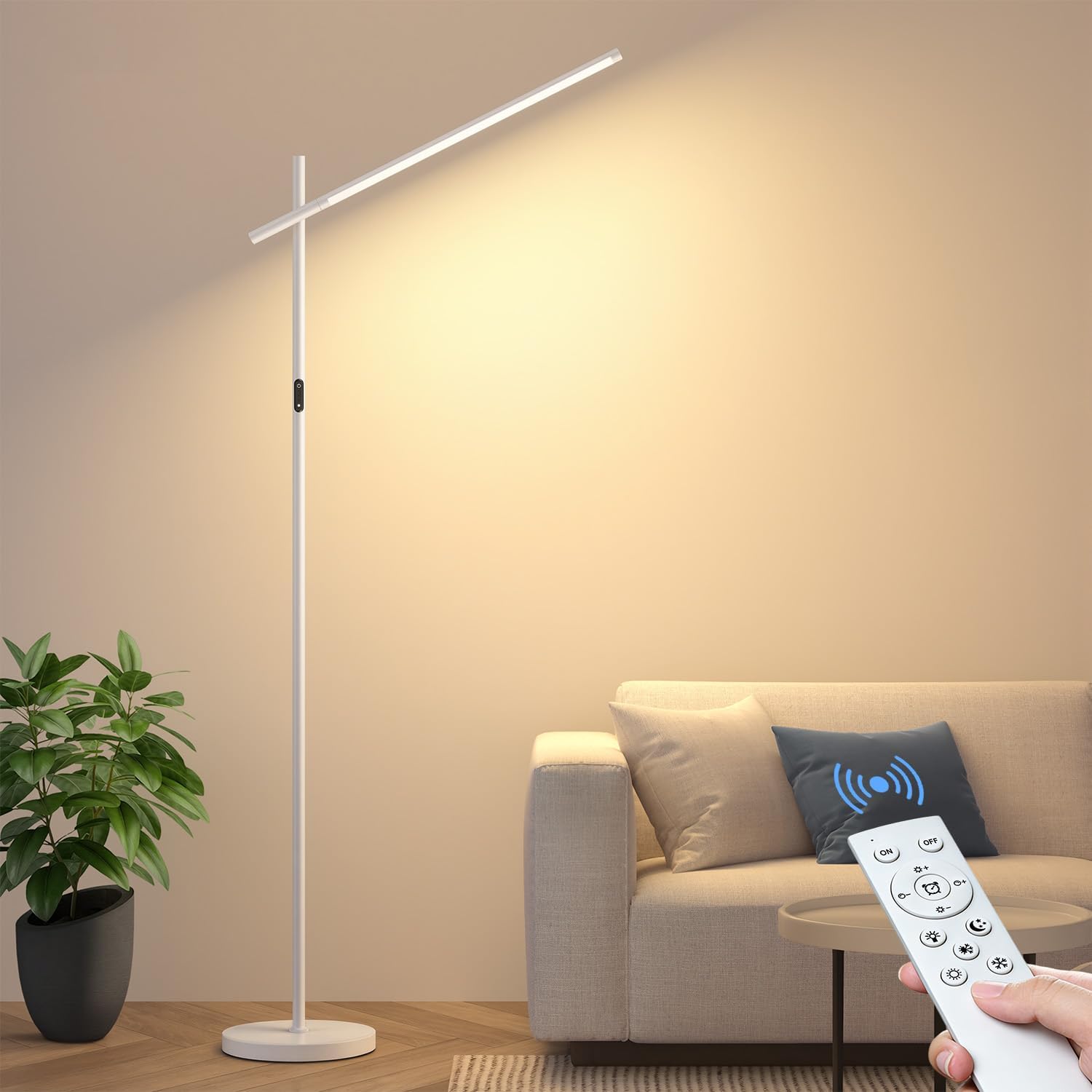 LED Corner Floor Lamp, 360°Rotating Head, Super Bright 1800LM Dimmable Minimalist Floor Lamps with Remote Control,3000K-6000K Modern Corner Light,67" Tall Standing Lamp