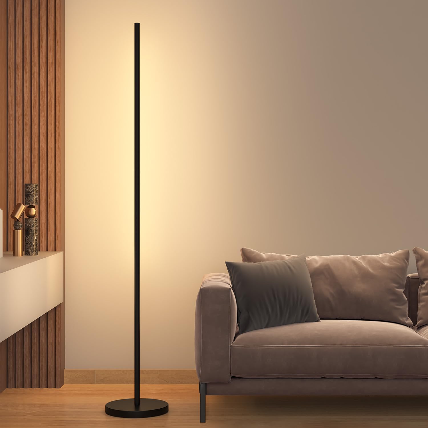 LED Corner Floor Lamp, 360°Rotating Head, Super Bright 1800LM Dimmable Minimalist Floor Lamps with Remote Control,3000K-6000K Modern Corner Light,67" Tall Standing Lamp