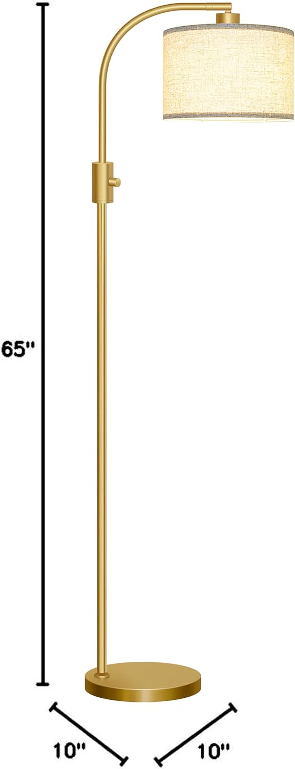 Modern Arc Dimmable Tall Standing Floor Lamp with Linen Shade, 1200 Lumens LED Bulb Included