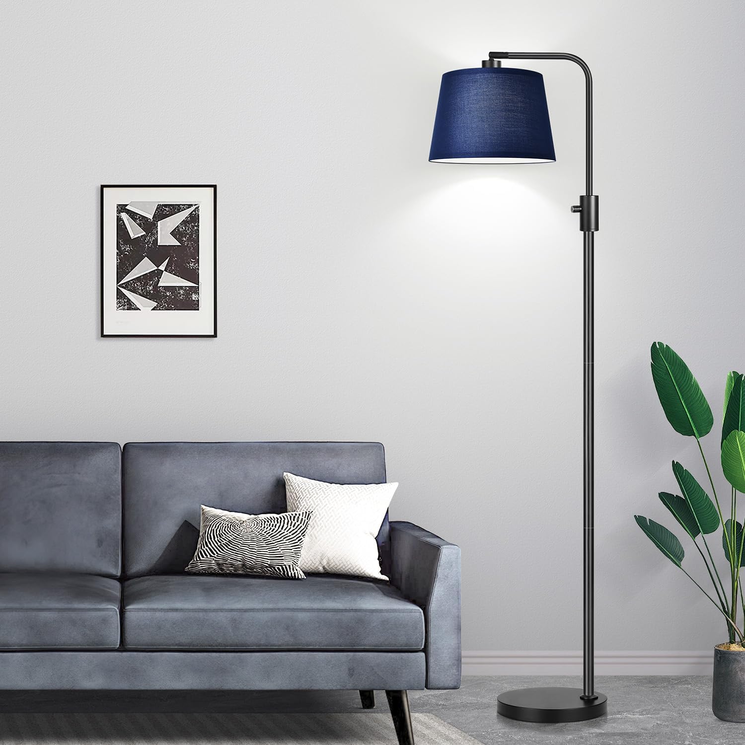 Dimmable Floor Lamp, 1000 Lumens LED Edison Bulb Included, Arc Floor Lamps for Living Room Modern Standing Lamp with Linen Shade, Tall Lamp for Bedroom Office Dining Room