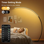 RGB Floor Lamp with 3 Color Temperatures, Ultra Bright 1800LM Smart Arc LED Floor Lamp with Remote Control, Music Sync, Scene Modes, Modern Standing Tall Lamp