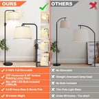 Dimmable Floor Lamp, 1000 Lumens LED Edison Bulb Included, Arc Floor Lamps for Living Room Modern Standing Lamp with Linen Shade, Tall Lamp for Bedroom Office Dining Room