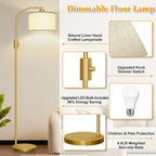 Modern Arc Dimmable Tall Standing Floor Lamp with Linen Shade, 1200 Lumens LED Bulb Included