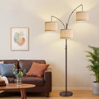 Dimmable Floor Lamp - 3 Lights Gold Arc Floor Lamps for Living Room, 1000LM Modern Tall Standing Lamp with Black Shades&Heavy Base,3 LED Bulbs Included-Matte Brown
