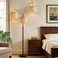 Dimmable 3 Lights Floor Lamp - 3000LM Super Bright Arc Floor Lamps for Living Room, Modern Tall Standing Lamp With Beige Shades, Mid Century Tree Floor Lamp