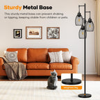 Dimmable Floor Lamp, 3 x 800LM LED Edison Bulbs Included, Farmhouse Industrial Floor Lamp Standing Tree Lamp with Elegant Teardrop Cage Tall Lamps
