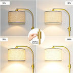 Modern Arc Dimmable Tall Standing Floor Lamp with Linen Shade, 1200 Lumens LED Bulb Included