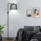 Dimmable Floor Lamp, 1000 Lumens LED Edison Bulb Included, Arc Floor Lamps for Living Room Modern Standing Lamp with Linen Shade, Tall Lamp for Bedroom Office Dining Room