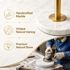 Dimmable Gold Floor Lamps for Living Room, 11W LED Bulb Included, Modern Standing Lamp with Marble Base, Tall Pole Light with White Linen Shade